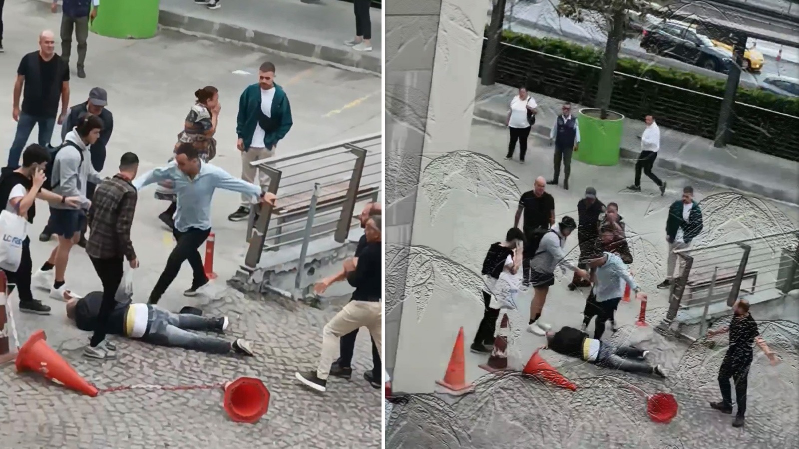 Kiracısına sokak ortasında darp etti! Ev sahibi dehşeti kamerada