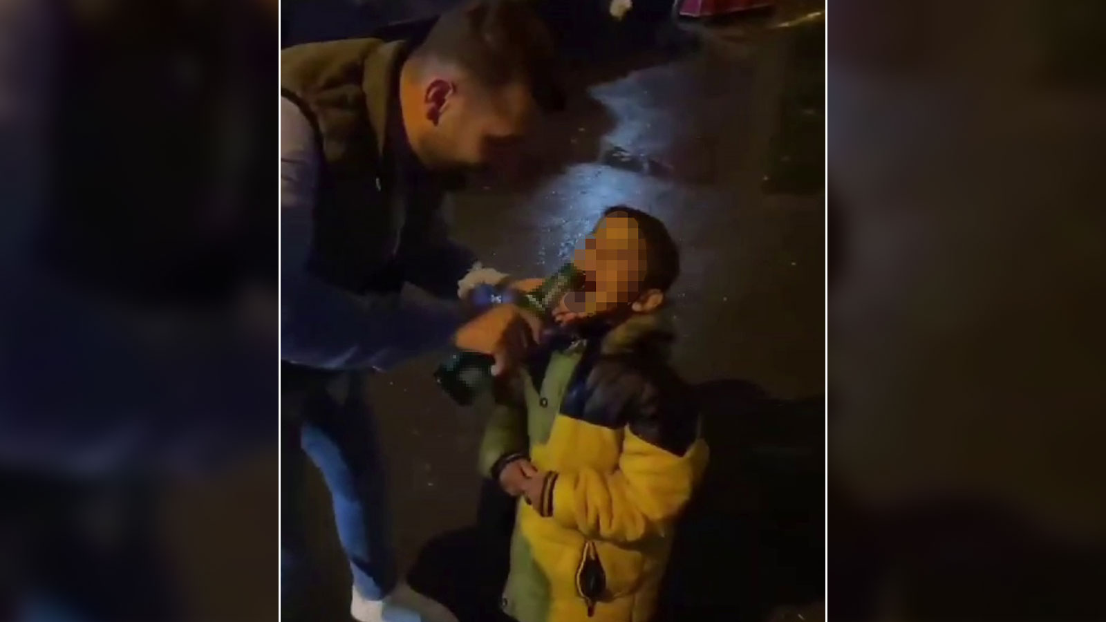Rezaletin böylesi! Küçük çocuğa alkol içirip video çektiler: İşte o görüntüler...