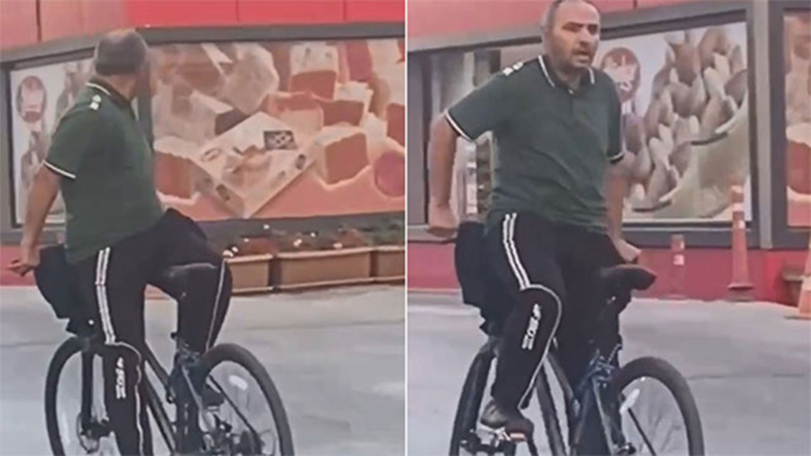 Bisikletine ters binen adam görenleri şaşkına çevirdi: O anlar kamerada