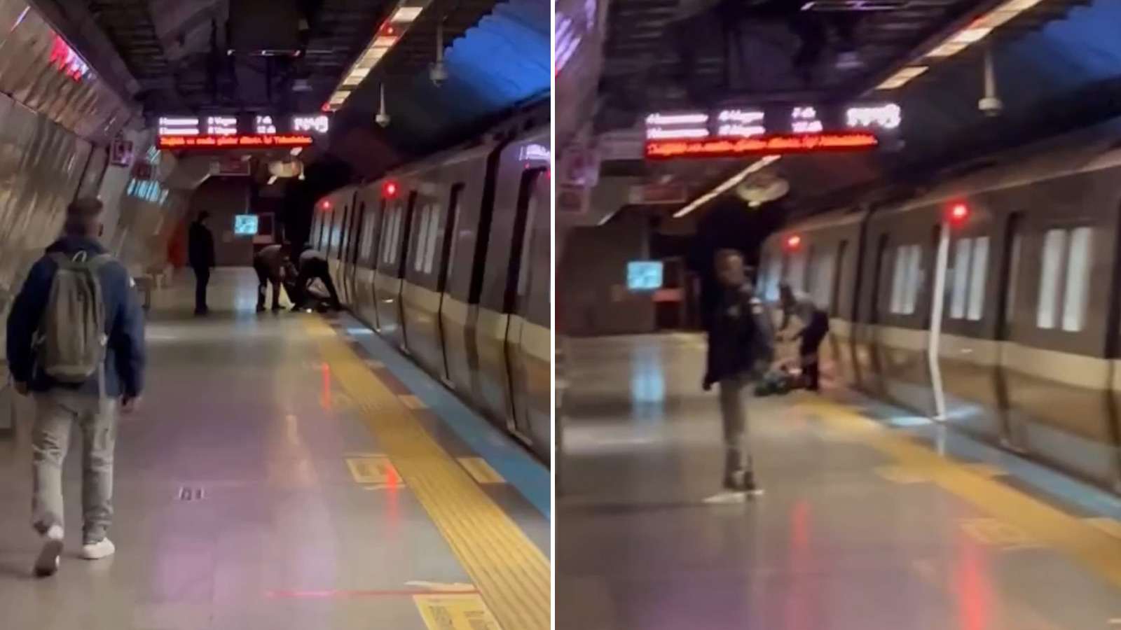 Mecidiyeköy metrosunda korku dolu anlar! Raylara düşen genç son anda kurtarıldı