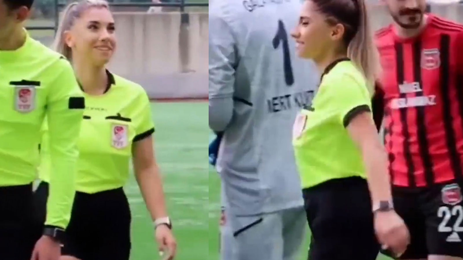 İstanbul'daki futbol maçında ilginç anlar! Kadın hakemi gören taraftarlar holiganlığı bıraktı