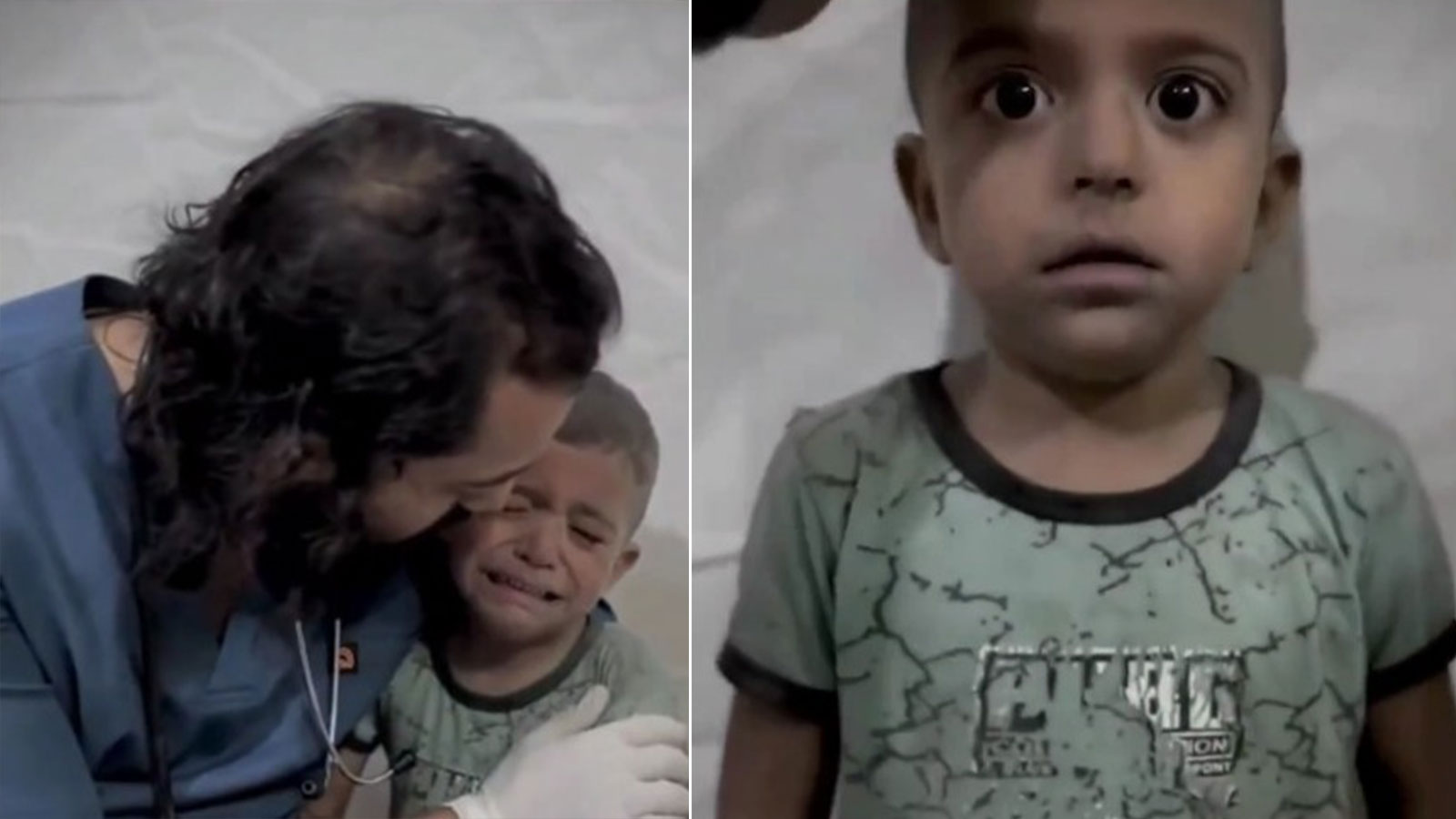 Filistinli çocuk korkudan titredi: Doktor sakinleştirmeye çalışırken yürek yakan anlar yaşandı