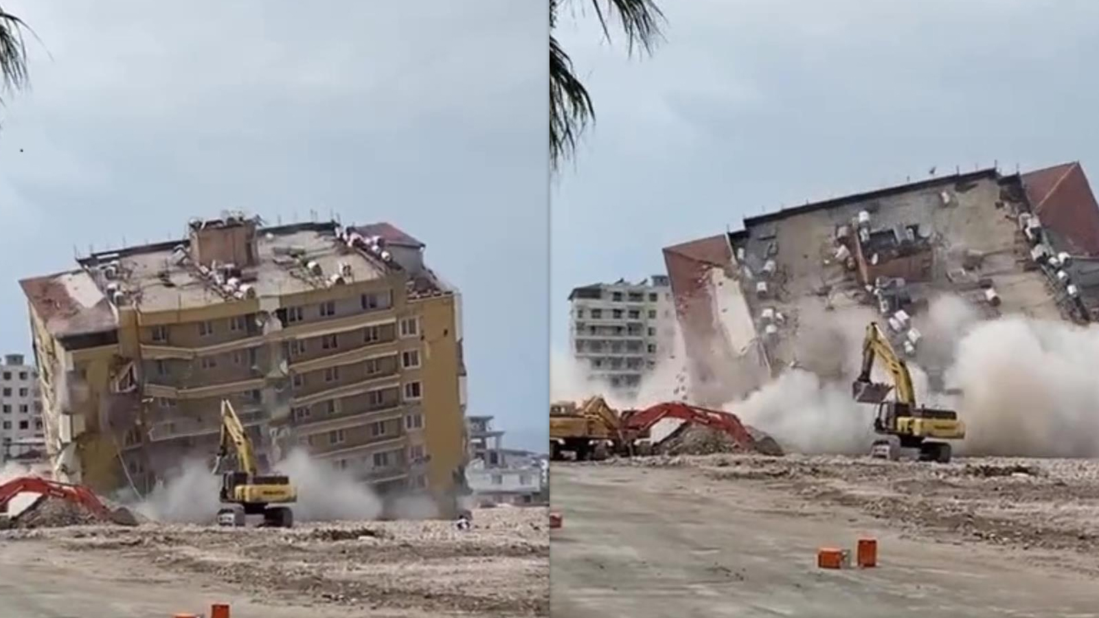 9 katlı bina halatla yıkıldı! O anlar anbean kameralara yansıdı