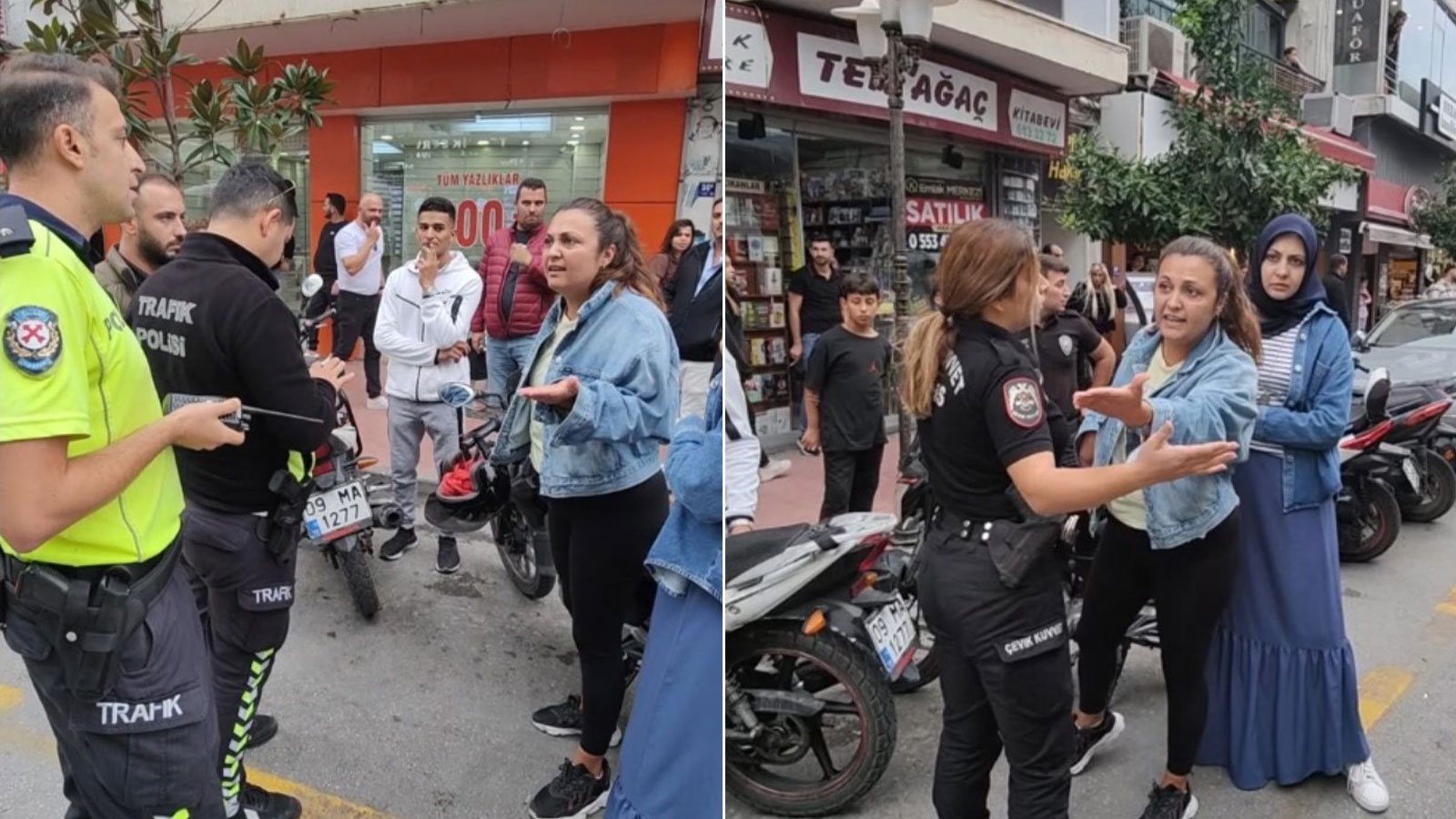 Motosikletli kadın, polisi çileden çıkardı: Emniyete gitmemek istemeyince güçlük çıkardı