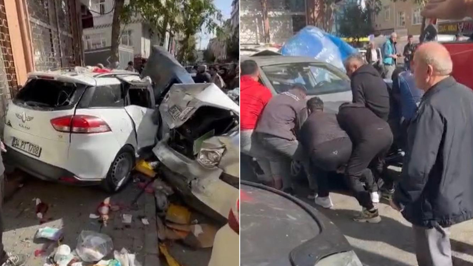 Gaziosmanpaşa'sa hafryat kamyonu 4 aracı ezdi! 2 yaralı var