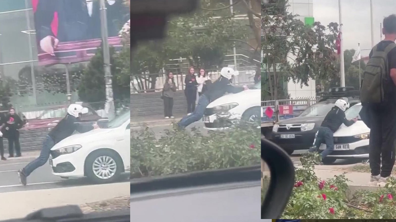 Çekmeköy’de ilginç tartışma: Tartıştığı sürücü gitmesin diye otomobilin üstüne yattı