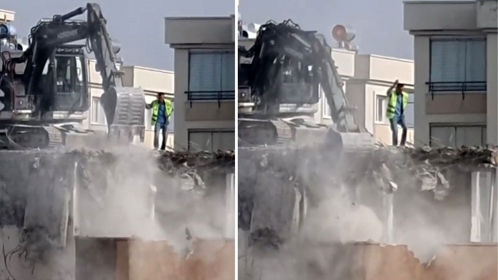 Adana'da görenler şoke oldu: Bina yıkılırken damda dans etti