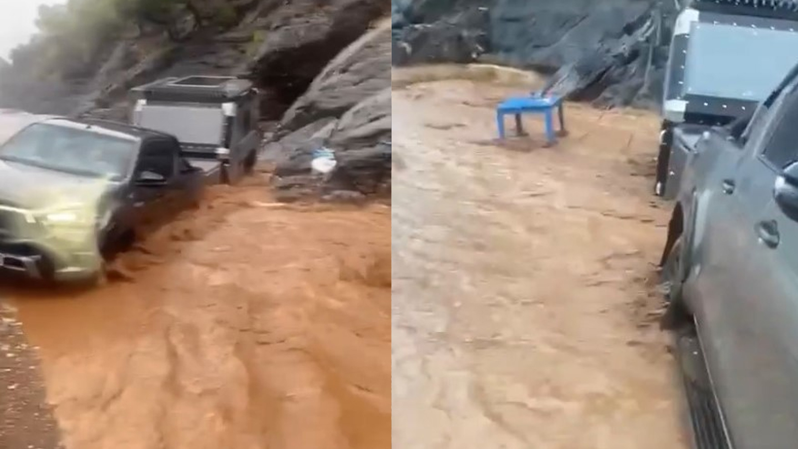 Muğla'da tatilciler korku dolu anlar yaşadı: Sel sularına kapılan araçlar metrelerce sürüklendi