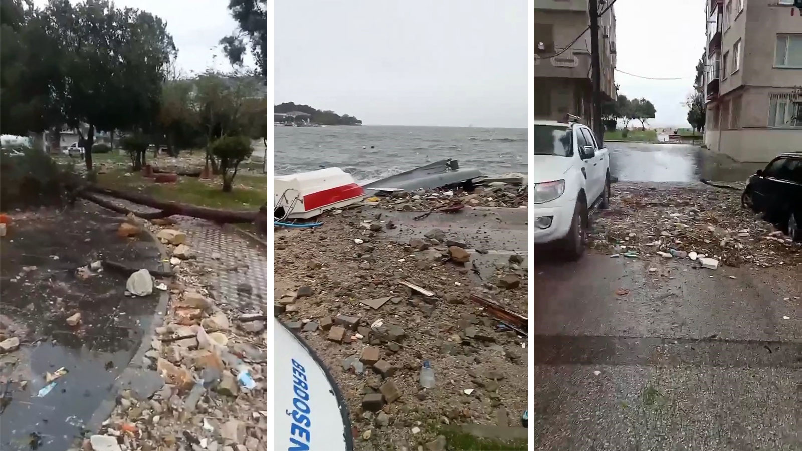 Lodos ve fırtına sahil bölgelerinde zarara neden oldu: O anlar kamerada