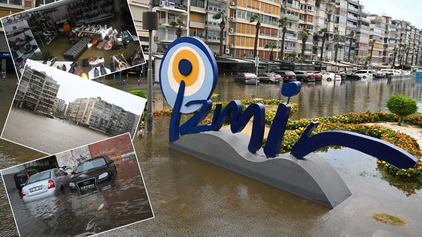 İzmir’de etkili olan fırtına yıktı geçti! Denizle kara birleşti...