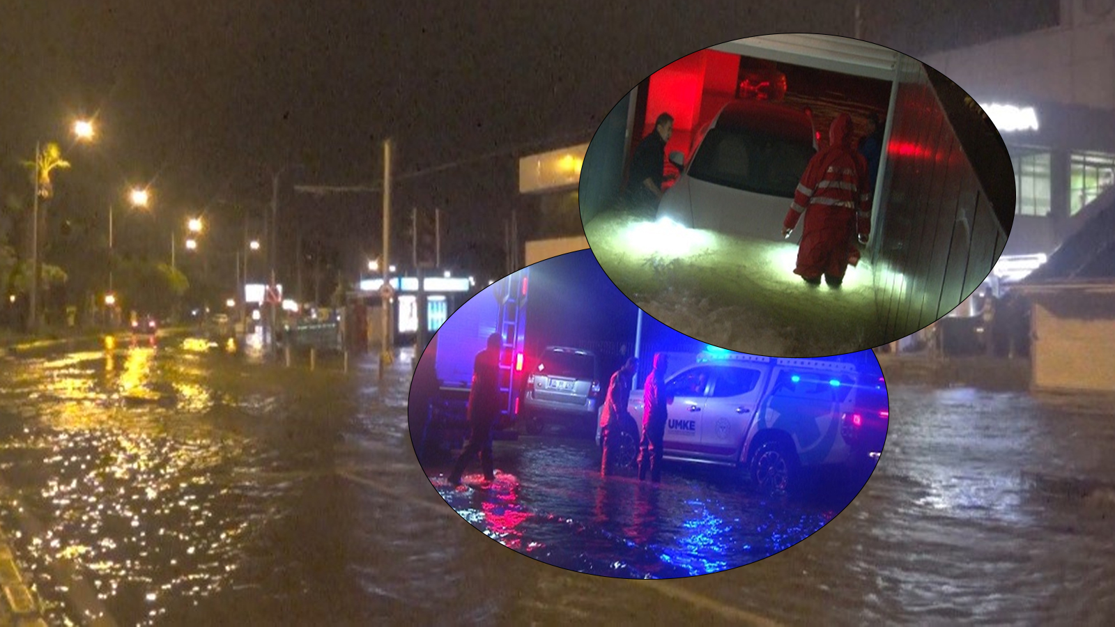 İzmir’de etkili olan fırtına yıktı geçti! Denizle kara birleşti, lüks otomobiller sular altında kaldı
