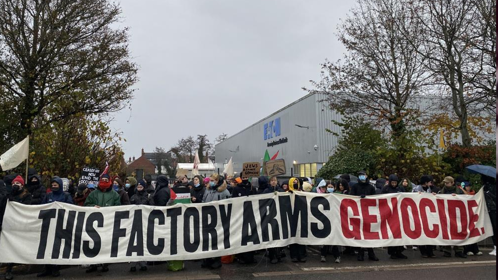 Filistin destekçilerinden F-35 parçaları üreten firma önünde protesto!