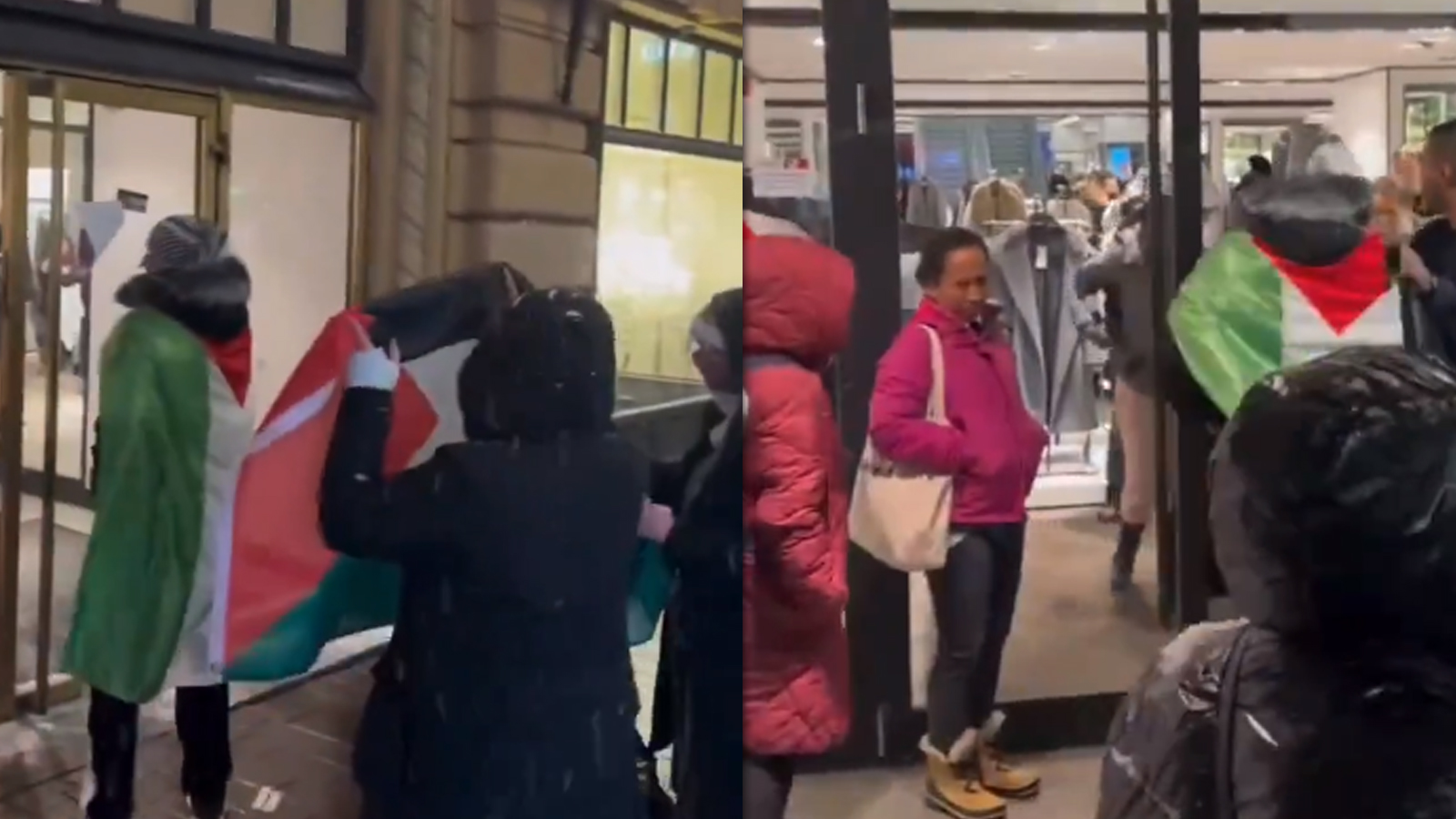 Finlandiya'da göstericiler Zara mağazasını bastı, Filistin lehine sloganlar attı