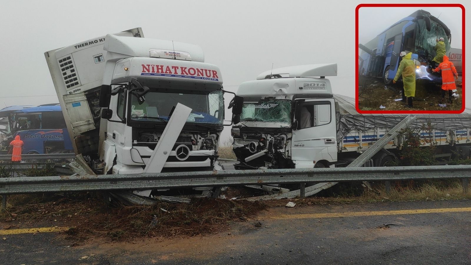 Şanlıurfa'da sis faciası! Yolcu otobüsü ile 2 tır çarpıştı: 1 ölü 15 yaralı
