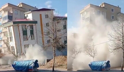 Depremin şiddeti güvenlik kamerasında! Yıkılması saniyeler sürdü - gundem