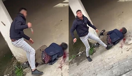 Kan donduran görüntüler Aydın'dan geldi: Yere yatırdığı adamı defalarca bıçakladı - gundem