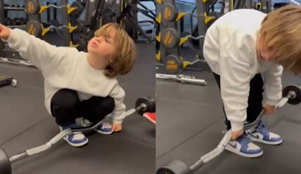 Kenan Sofuoğlu'nun 4 yaşındaki oğlu yine gündem oldu! Minik Zayn spor salonunda ağırlık kaldırdı - magazin