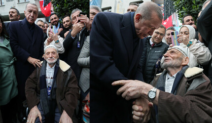 Mitinge katılmak için metro merdivenlerini yürüyerek giden Hüseyin amca Erdoğan ile görüştü - secim-2023