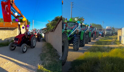 Babadan oğullarına renkli sürpriz: Traktörlü konvoy şenlik havası estirdi - gundem