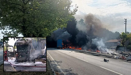 Sakarya'da bariyerlere çarpan cam yüklü tır bomba gibi patladı - gundem