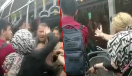 Kadınların metrobüs kavgası kamerada: Tekmeler havada uçtu - gundem