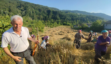 Keman resitali ile şarkılı türkülü buğday hasadı - gundem