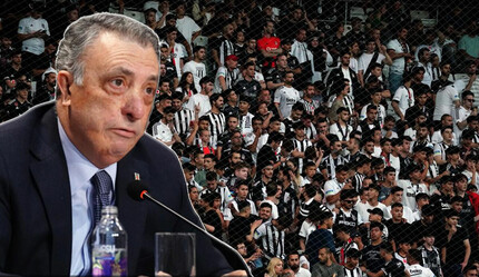 Beşiktaş Başkanı Ahmet Nur Çebi'ye sezonun ilk resmi maçında tribünlerden