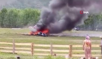 Rusya'da facia: Elektrik kablolarına takılan helikopter düştü - dunya