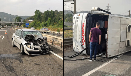 Bilecik'te feci kaza! Otomobilin çarptığı işçi servisi devrildi, çok sayıda yaralı var - gundem