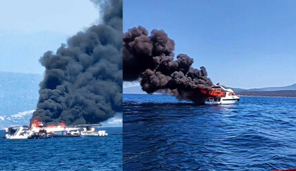 Bodrum'da milyon dolarlık tekne alev alev yanıyor - gundem