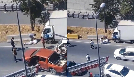 Trafik kavgası kamerada: Kadına vurdu, adamı tek yumrukla yere serdi - gundem