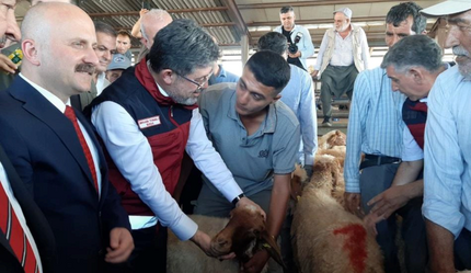 Bakan Yumaklı, depremzede üreticilere küçükbaş hayvanları elleriyle teslim etti - gundem