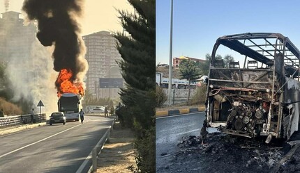 Seyir halindeki yolcu otobüsü alev alev yandı - gundem