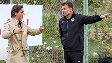 Konyaspor'un antrenmanını izleyen Montella, Türkiye-Letonya maçı öncesinde kullanacağı tesisin sahalarını inceledi - spor