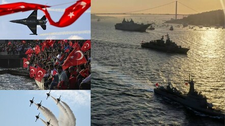 Denizde ve karada 100. yıl gururu: Boğaz'da nefes kesen gövde gösterisi - gundem