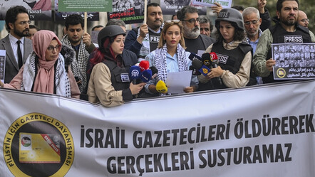 İstanbul'da gazeteciler, İsrail saldırılarında katledilen meslektaşları için toplandı: 'İşgalci İsrail bilsin ki susmayacağız' - gundem