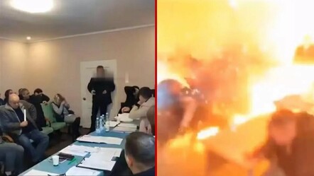 Ukrayna'da belediye meclisinde bomba şoku! El bombasıyla odayı havaya uçurdu! - dunya