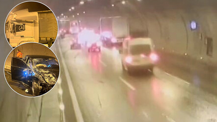 Tır tünelde otomobile çarptı! Korkunç zincirleme kaza - gundem