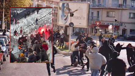 Nice - Bordeaux maçı öncesi holiganlar birbirine girdi, yumruklar, meşaleler havada uçuştu - spor