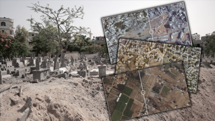 Toprağın ne üstünde ne de altında rahat var! İsrail askerlerinin Filistinlilerin mezarlarını açması uydudan görüntülendi - dunya
