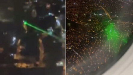 Uçuş güvenliğini tehlikeye atan oyun! İnişe hazırlanan uçağa lazer tuttular - dunya