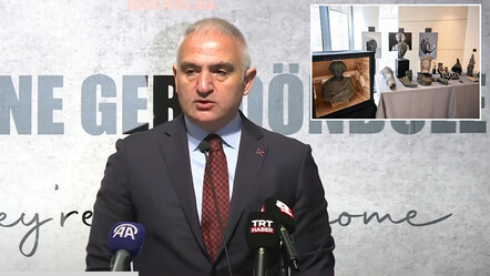 ABD'ye kaçırılan tarihi eserler artık Türkiye'de! İadesi sağlanan eserler Bakan Mehmet Nuri Ersoy tarafından tanıtıldı - kultur-sanat