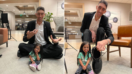 Dünyanın en uzun adamı ile en kısa kadını buluştu! Ortaya ilginç görüntüler çıktı - dunya