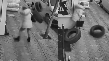 İstanbul'da akılalmaz görüntü! Gökten lastik yağdı, kaldırımdaki kadın ölümden döndü - haberler