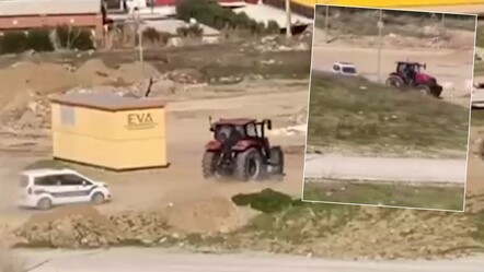 Traktörle polisten kaçtı, ehliyetsiz çıktı! O anlar kamerada - haberler