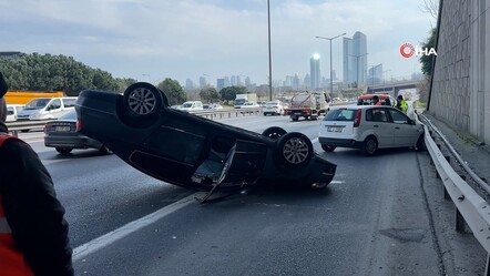 TEM'i kilitleyen kaza! İki araca çarpıp takla attı - gundem
