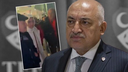 Milli maç sonrası TFF Başkanı Mehmet Büyükekşi'yi yakalayan taraftarlar protesto etti: 