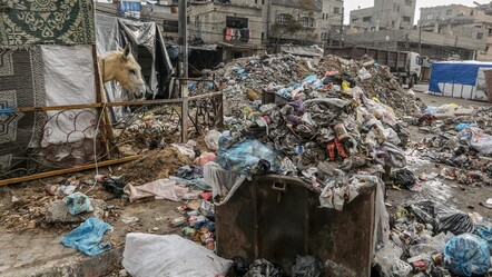 İsrail zulmünden kaçan Filistinlilerin sığındığı Refah'ta çöp yığınları salgını çağırıyor - dunya