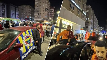 Futbol tarihine geçen görüntü! Süper Kupa'da ortalık karıştı dışarıda Fenerbahçe ve Galatasaraylı taraftarlar birlikte kutlama yaptı - spor