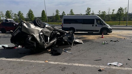 Bağcılar'da zincirleme kaza: Takla atarak karşı şeritteki araçlara çarptı, o anlar kamerada - gundem